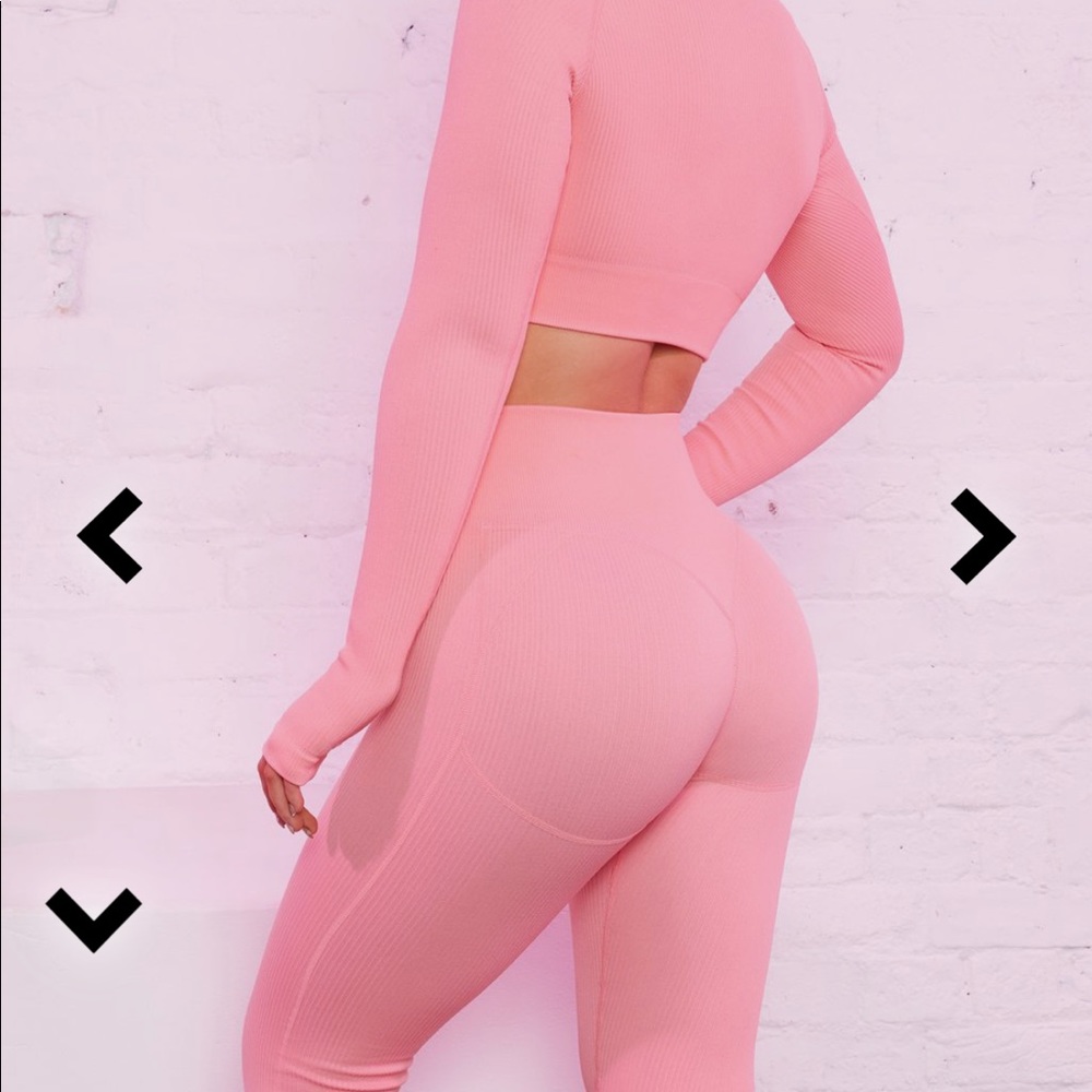 RIBBED BUTT LIFTING LEGGINGS IN CORAL